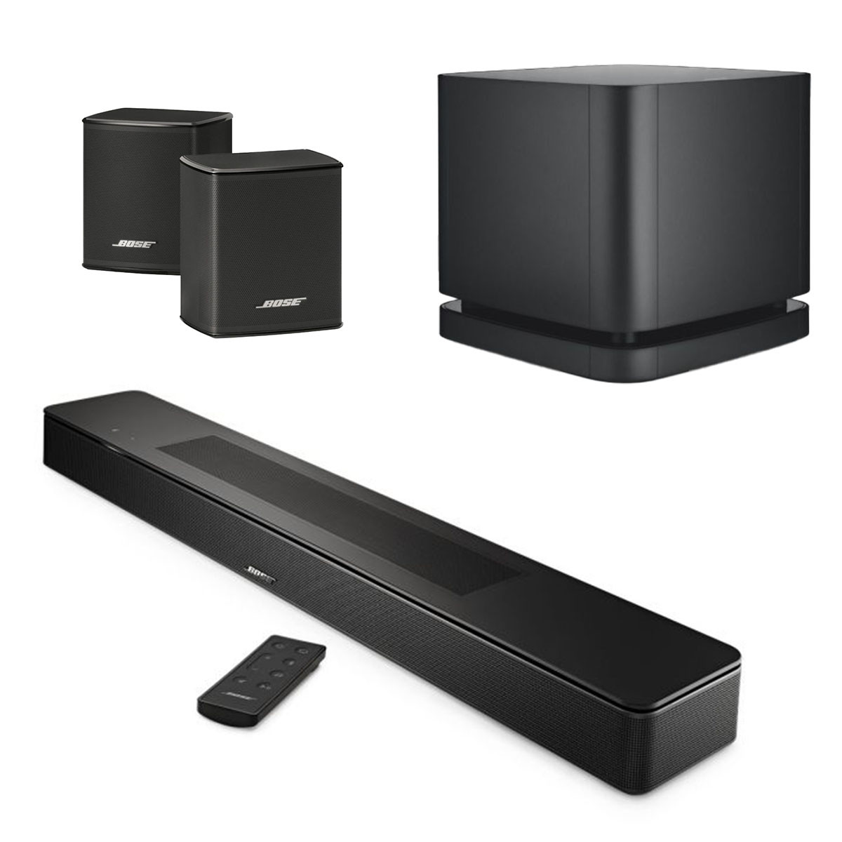 Barre de son Bose Smart Soundbar avec caisson de basses et arrières Bassmodule 500 et SURROUND