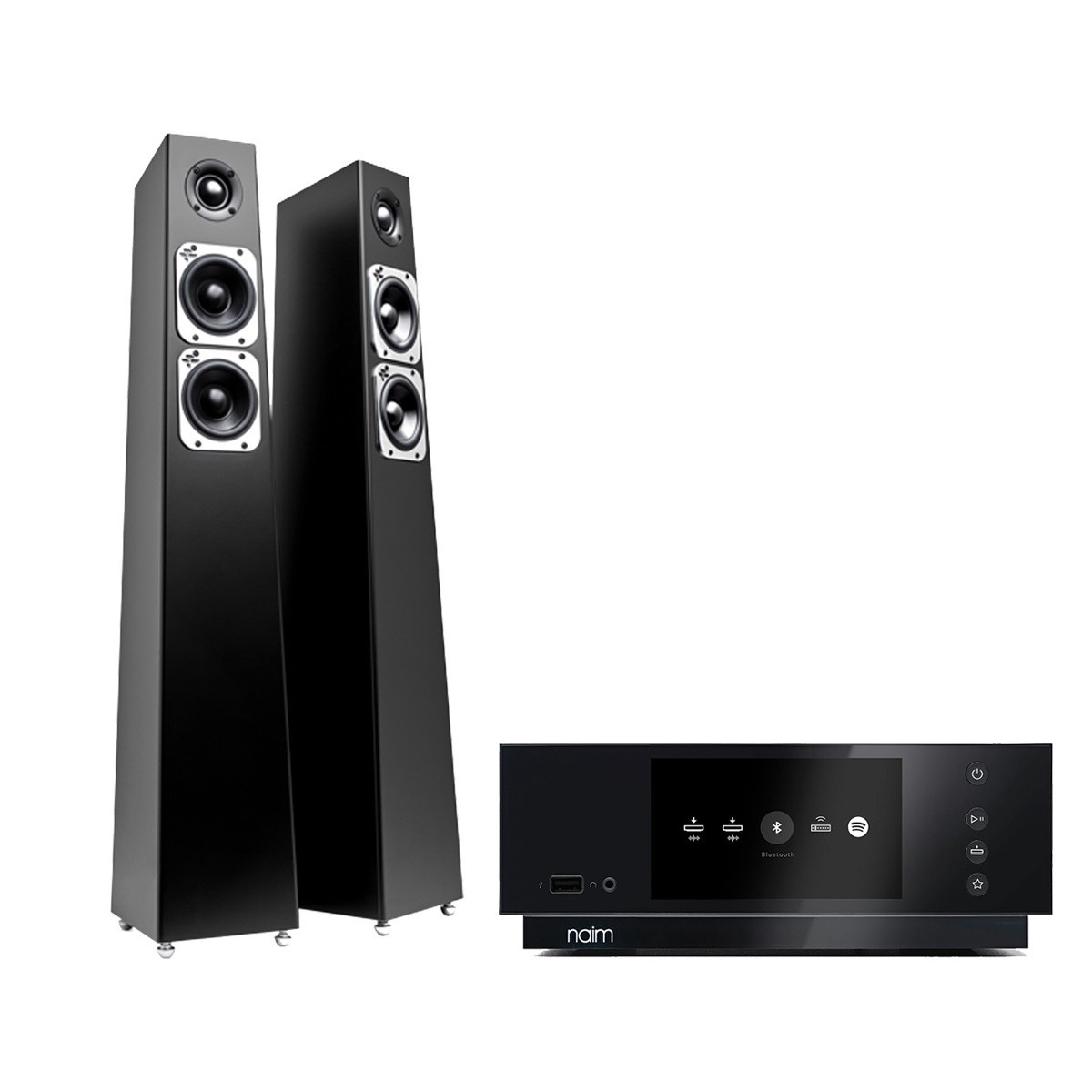 Ensemble stéréo Totem Tribe Tower et Naim Uniti Atom