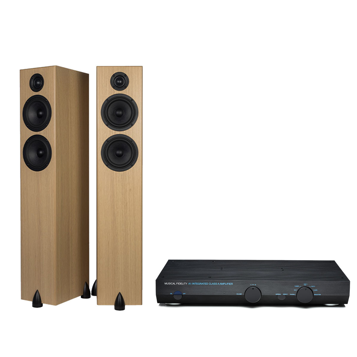 Ensemble stéréo Totem Bison Twin Tower et Musical Fidelity A1