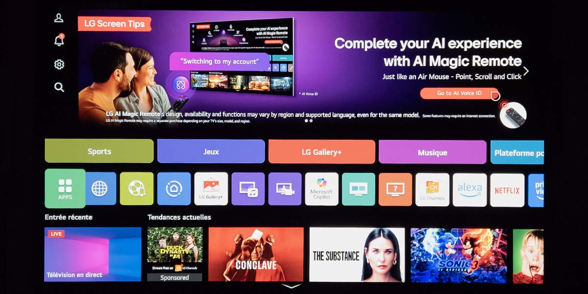 Le téléviseur OLED 4K AI B5 de LG