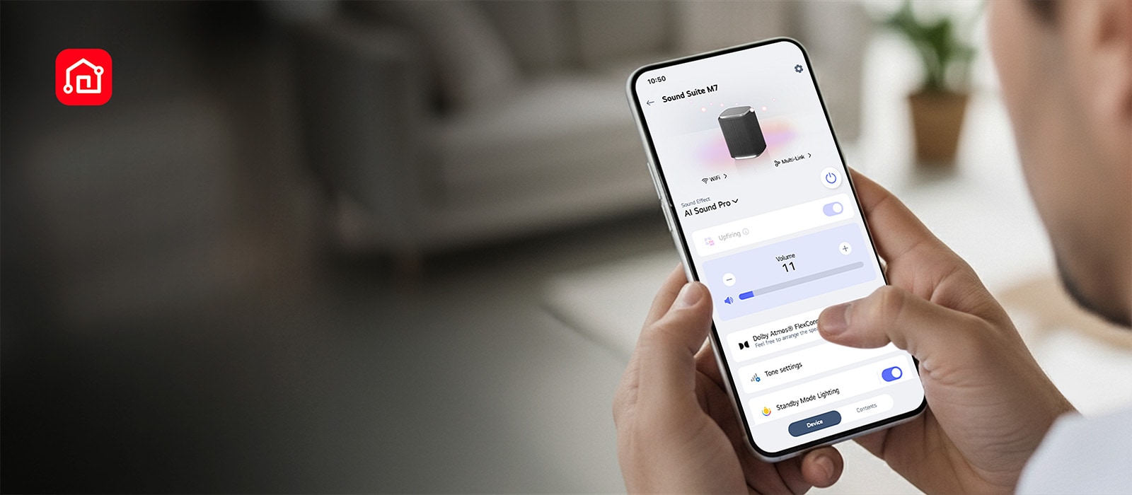 Application LG ThinQ pour contrôler le haut-parleur LG M5